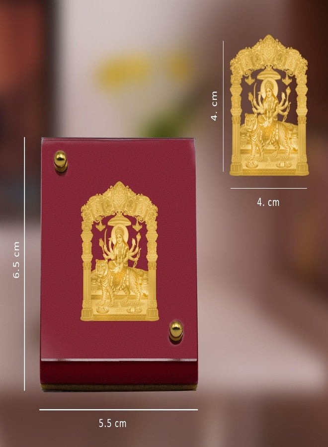 DIVINITI 24K Gold Plated Durga Mata Frame for Car Dashboard Home Decor Table Office MDF 1B Royal Car Frame with 24K Gold Plated Foil Religious for Puja Festival Gift (5.5 CM x 6.5 CM) - Image 3